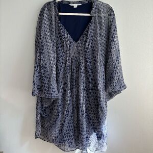 Diane Von Furstenberg Silk Resort Wear Navy/White Dress, size 12